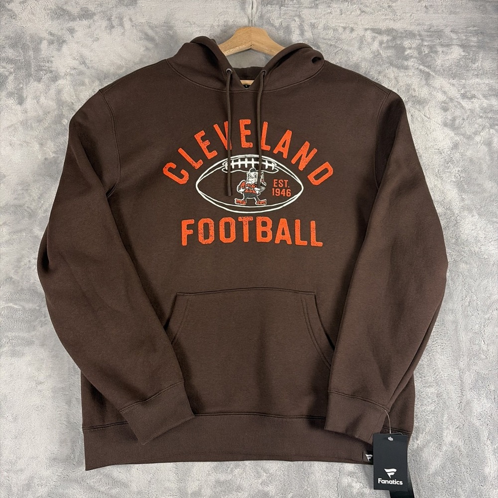 Fanatics NFL Cleveland Browns Brownie the Elf Hooded Sweatshirt Size Large NWT